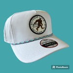 Big Foot White Hat with Teal Purple White Rope