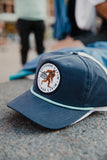 Big Foot Navy Hat With Teal Rope
