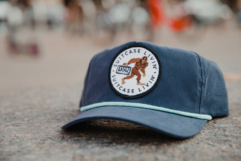 Big Foot Navy Hat With Teal Rope