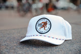 Big Foot White Hat with Red White Blue Rope